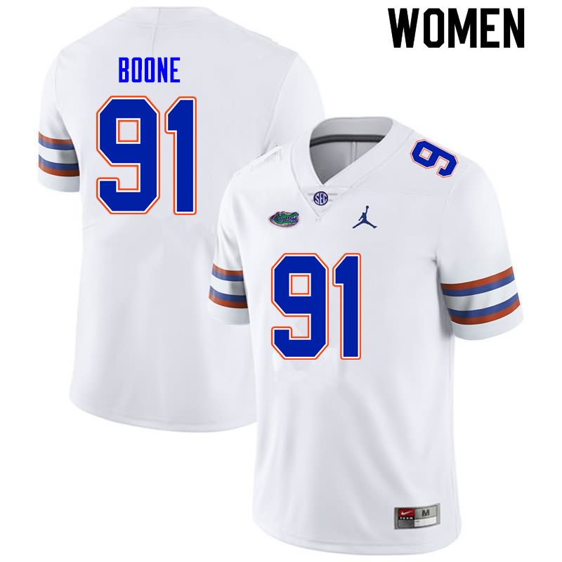 NCAA Florida Gators Justus Boone Women's #91 Nike White Stitched Authentic College Football Jersey WUA4264PT